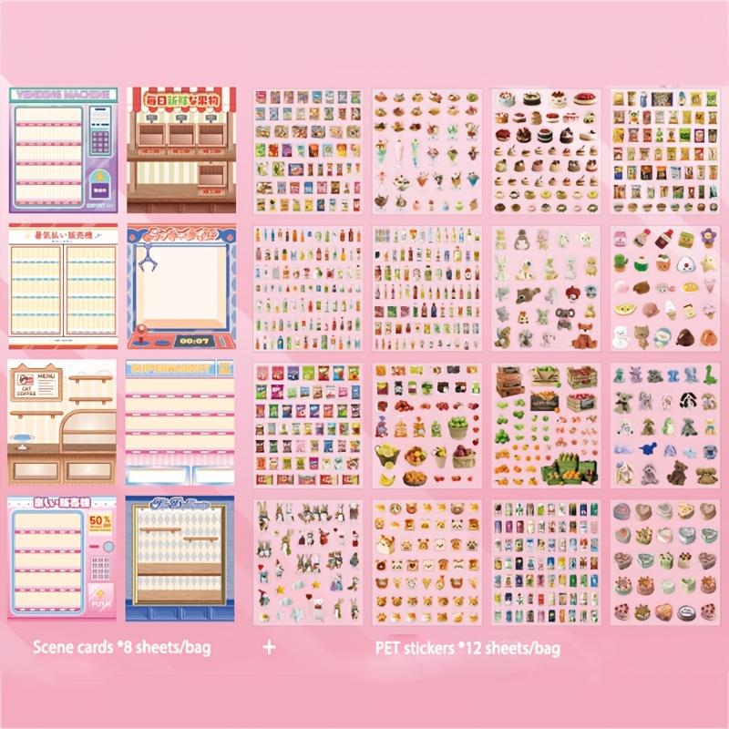 24Sheets/book Stickers INS Korean Cartoon Kawill Dual Material Aquascape Sticker Book PET  Creative IDY Handbook Material Paper