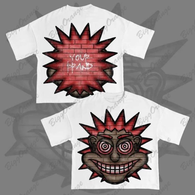 

Street Gothic Kawaii Oversized Retro T-shirt - Pure Cotton Round Neck Y2K Comedy Style S