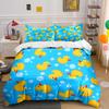 Yellow Ducks with Blue Bubble Background Bedding Set for Kids Luxury Gift 3pcs Digital Print Comforter Set Soft Comfortable