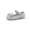 Girls' Crystal Princess Shoes2026Summer new style pearl and rhinestone bow children's leather shoes, solid color performance shoes