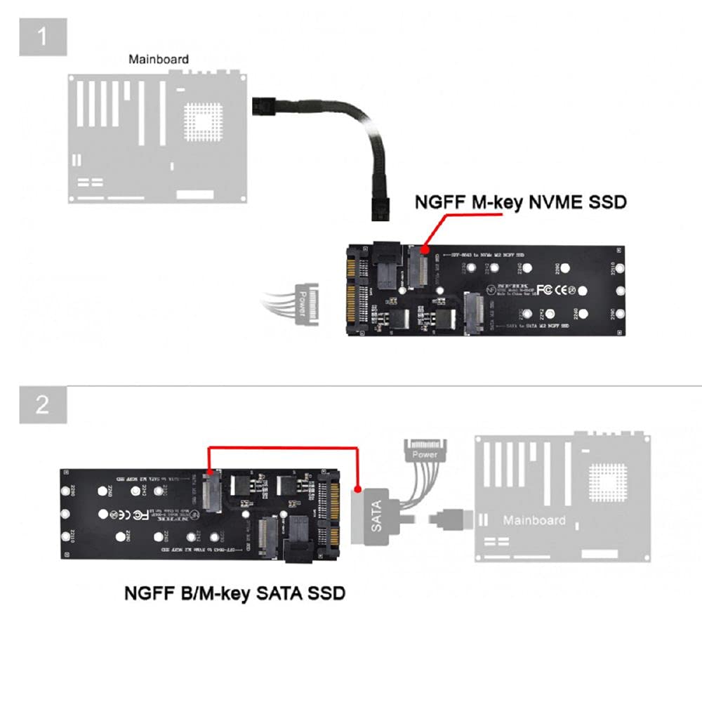 Cablecc SFF-8643 To U2 Kit NGFF M-Key To HD Mini SAS NVME PCIe SSD SATA Adapter for Motherboard