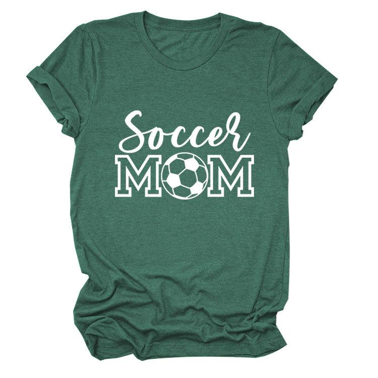 Soccer Mom European and American Crew Neck Women's Casual Loose Short-sleeved eBay Foreign Trade Spot Large Size Comfortable T-shirt