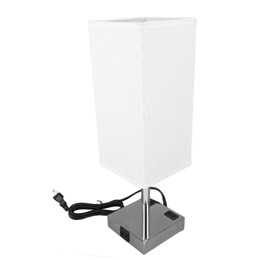 110-240V USB Bedside Table Lamp Fabric Lampshade Desk Light Modern LED Nightstand Light  Study Room