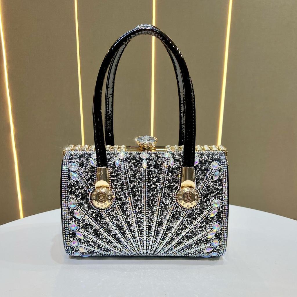 Bolso de Noche Brillante 2024 para Mujer, Bolso de Mano de Lujo con Pedrería para Boda, Bolso de Hombro de Gran Capacidad para Fiesta de Graduación