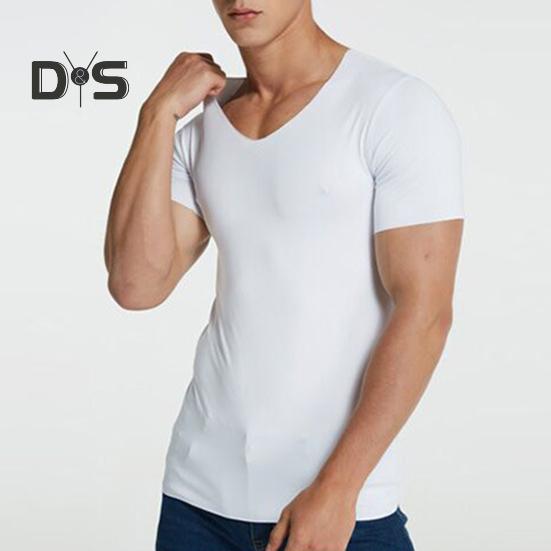 Tricouri Bărbătești Mătase de Gheață Casual Mânecă Scurtă Tricou Sport Vară Respirabil Umezeală Gât în V Maiou Top