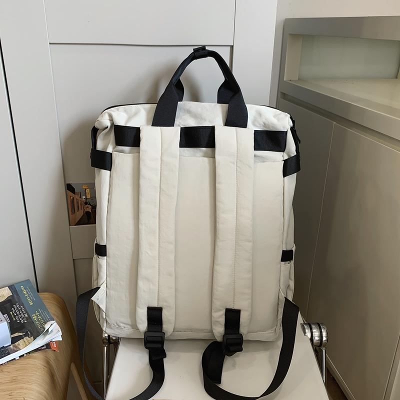 Solid Color Backpack Men's Large Capacity Backpack Women's Computer Bag Student Schoolbag