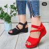 Large-Size Solid Color Low Heel Casual Sandals – New Bow Decoration Wedge Elastic Strap Sandals for Women