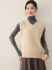2025 A/W Women's V-Neck Cashmere Shawl Vest - Sleeveless Knit Outerwear for Layering