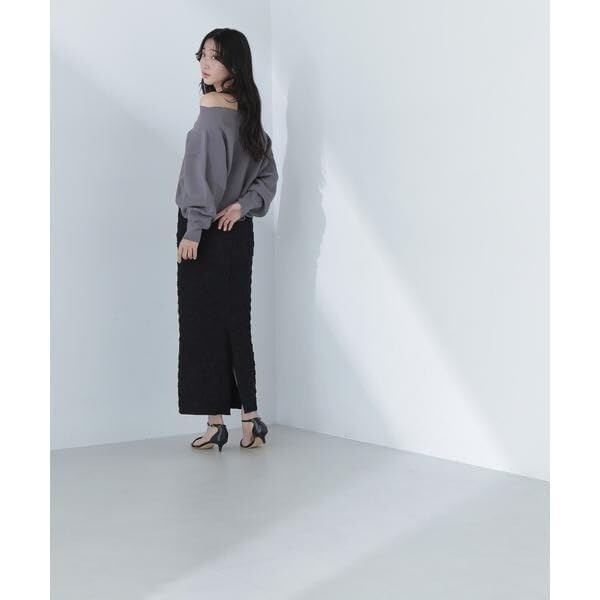 Beauty Cropped Knit Red [Natural Basic] Off-the-Shoulder Sweater,