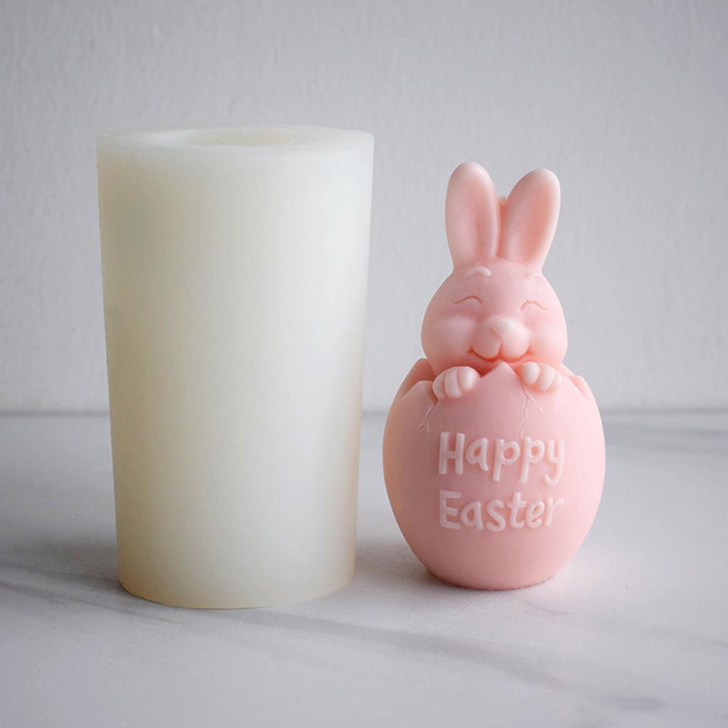 3D Easter Bunny Egg Silicone Candle Mold Decor Clay Resin Soap Mould Handmade Candle Making Fondant Cake Baking Decor
