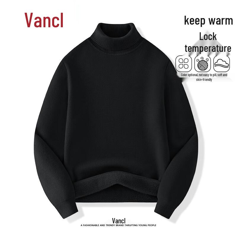 VANCL Men's Warm Fleece-Lined Turtleneck Sweater
