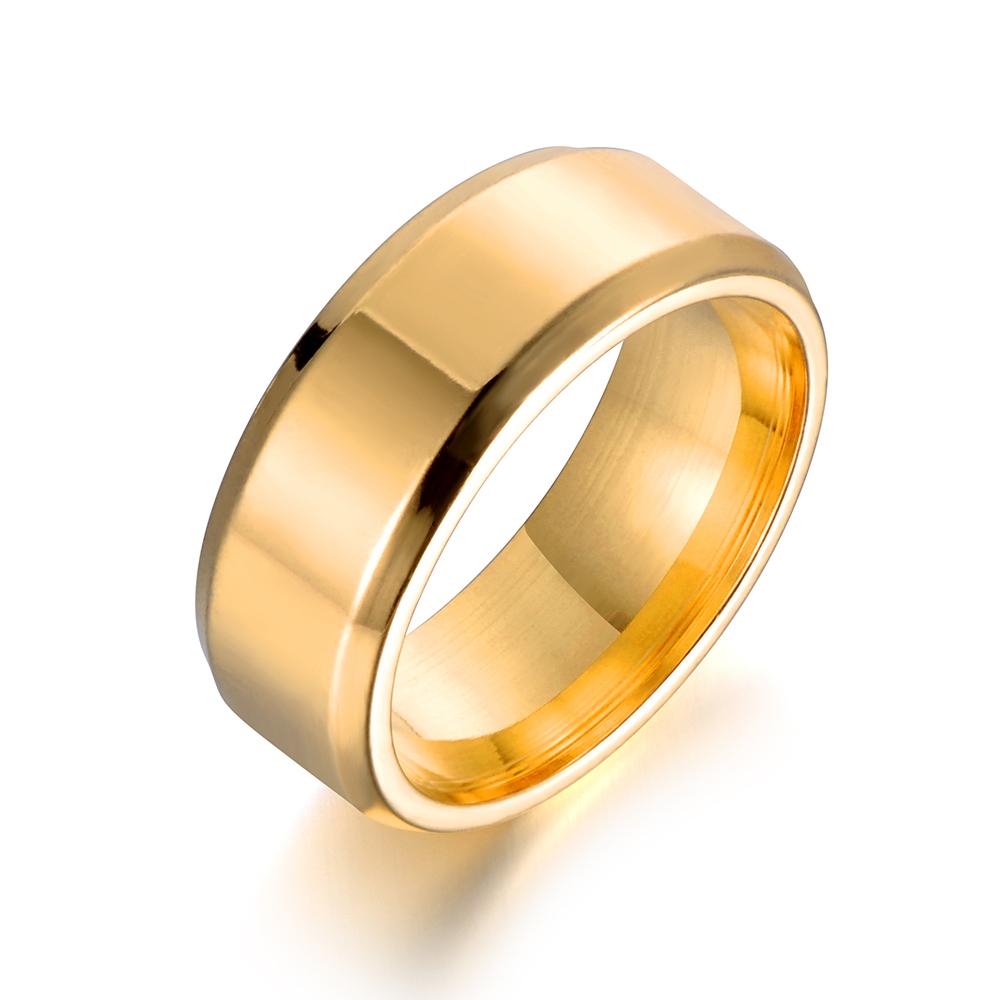 JeeMango Fashion Stainless Steel Glossy Rings For Women Men Simple Couple Titanium Steel Wedding Ring Jewelry Anneau JR18114