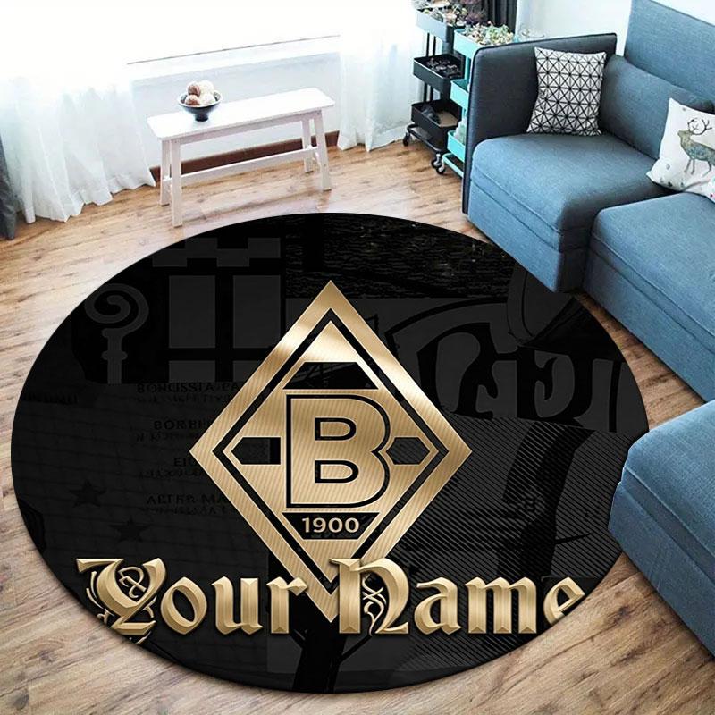 Borussia Custom Name Round Area Rug,Carpet Rug for Living Room Bedroom Sofa Playroom Decor,Non-slip Floor Mat