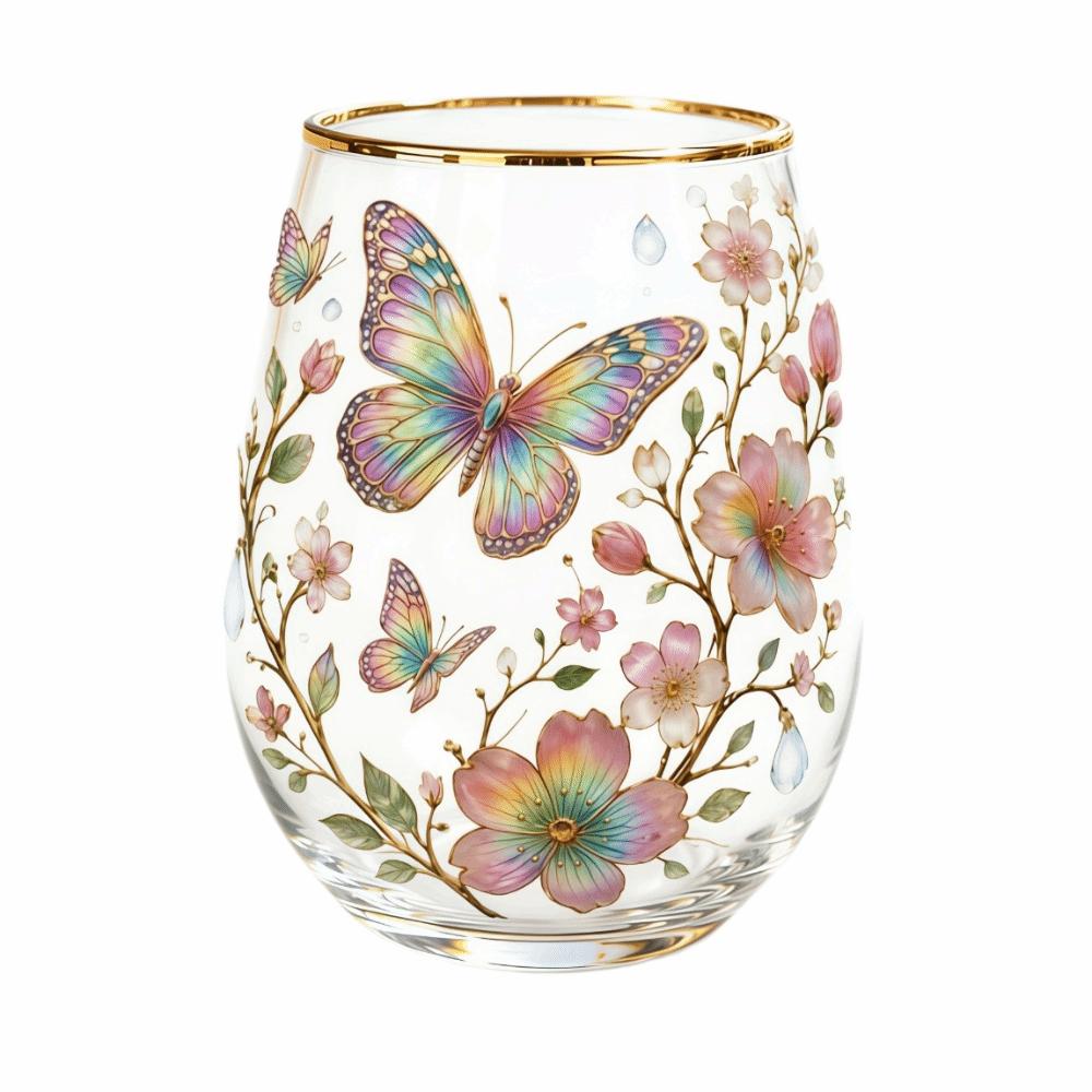 Transparent Embossed Glass Cup Bee Bird Pattern Mug Multi-Purpose Clear Milk Cup Gifts