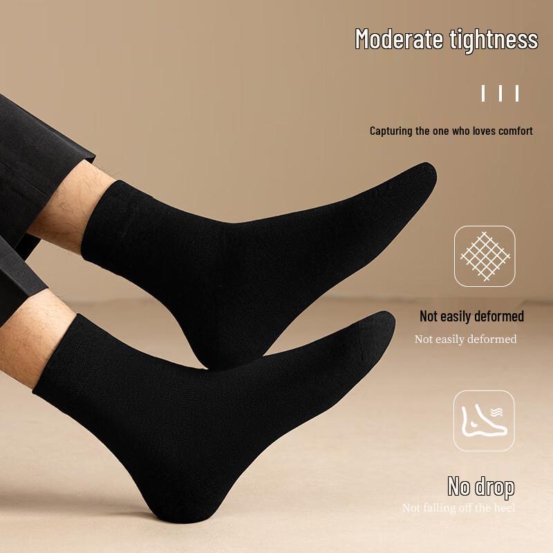 LangSha Men's Odor-Resistant Cotton Mid-Calf Socks