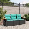 VidaXL Garden Lounge Set with Cushions 3 Pcs, Patio Sofas, Furniture Set, Outdoor Terrace Furniture, Black 3226596