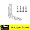 30/1Set Corner Bracket Stainless Steel Furniture Cabinet Fastener Woodworking Shelf Table Chair Support Metal Bracket with Screw