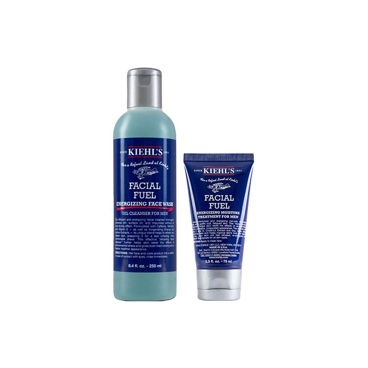 Kiehl s Facial Fuel Ежедневное бодрящее увлажняющее средство для мужчин с бодрящим гелем для умывания лица Facial Fuel 250ml+75ml