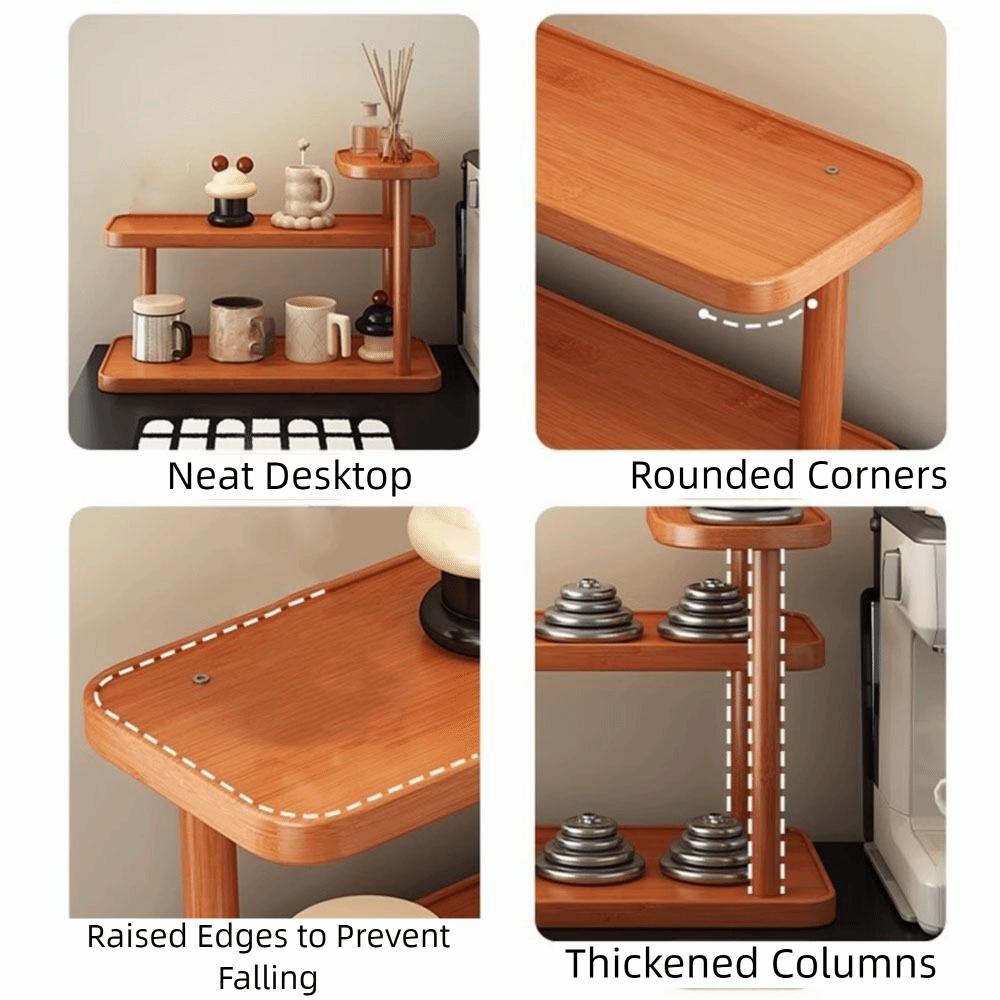 Multifunctional Bamboo Cup Holder Space Saving Large Capacity Water Bottle Holder Anti-drop Cup Storage Rack Office