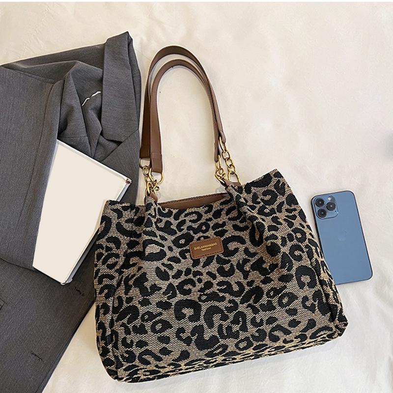 Neue Mode Vielseitige Schultertasche mit Leopardenmuster Damentasche Hohe Textur Große Kapazität Shopper Tragetasche