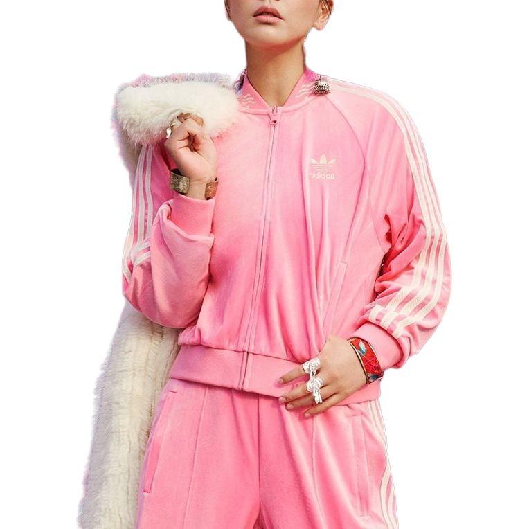 (WMNS) Adidas Originals Velour SST Track Suit Track Top Asia Sizing 'Pink' Women's IX4223