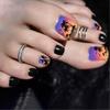 Press On Toenails Square Glossy French Tips Fake Toe Nail with Design Acrylic Artificial False Toenails Glues On Toenail