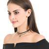 Fashion Collar With Star Pendant And Double Layer Black Leather Cord For Women