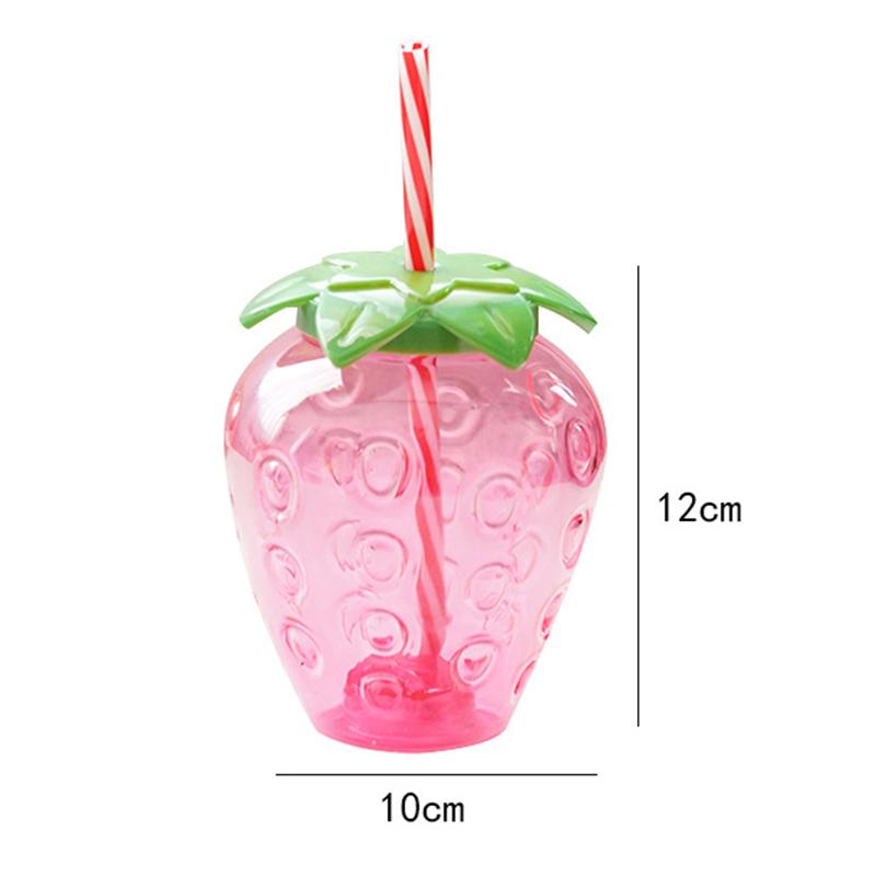 500ml roztomilý jahodový hrnek se slámkou a jahodami zdobený vysoce kvalitní plastový hrnek přenosná láhev na vodu hrnek