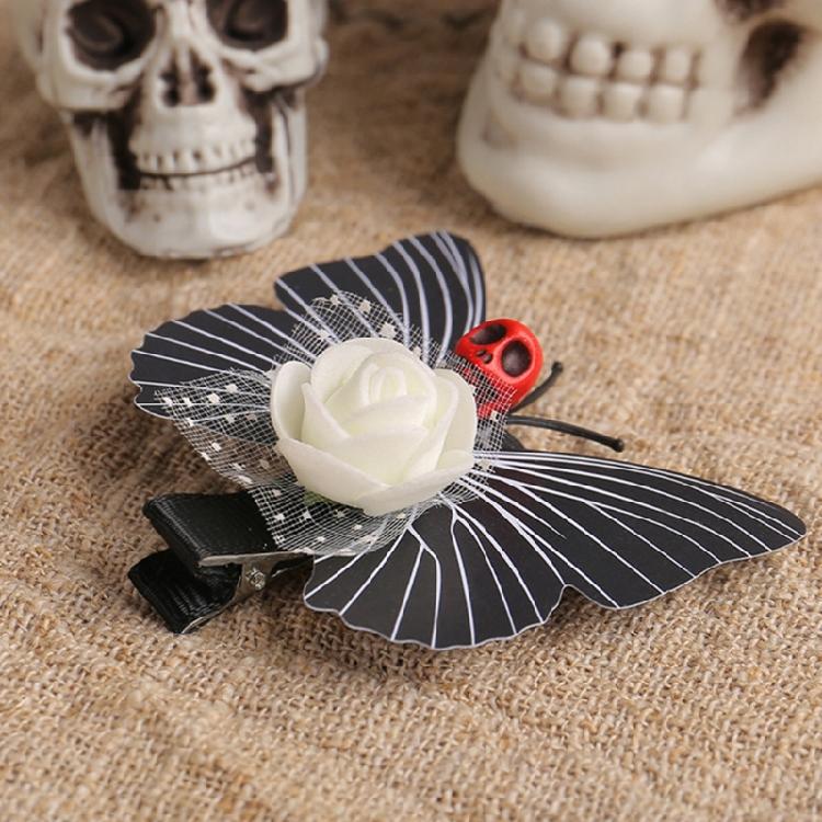 10Pcs Spooky Butterfly Skull Hair Clip Halloween Themed Skeleton Butterfly Hair Clasps Accessory for Costume Fun