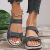 Summer 2025 Women's Sporty Wedge Heel Genuine Leather Sandals - Soft, Lightweight, Velcro, Plus Size Slippers.