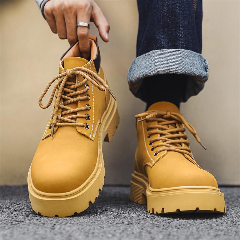 Martin boots men's autumn British style retro rhubarb boots heightening casual thick-soled high-top tooling boots 66591-J