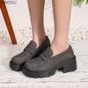 Plus Size British Style Loafers Women's Autumn Chunky Heel Slip on Low Top Shoes Office Casual Shoes Comfortable Walking Pumps