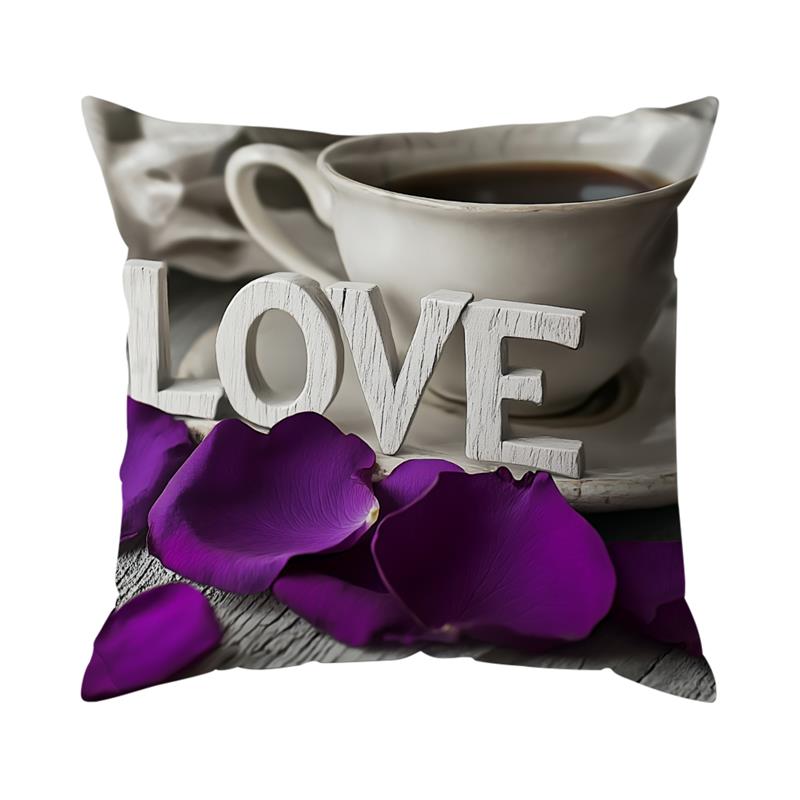 1Pc Purple Rose Pillow Cover For Home Living Room Bedroom Sofa Office Decorative Pillowcase Soft Throw Pillows 45X45Cm