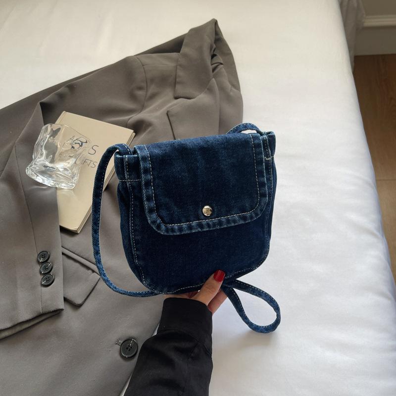 

Retro denim bag summer new Korean casual fashion simple shoulder bag large capacity college style messenger bag bag темно-синий