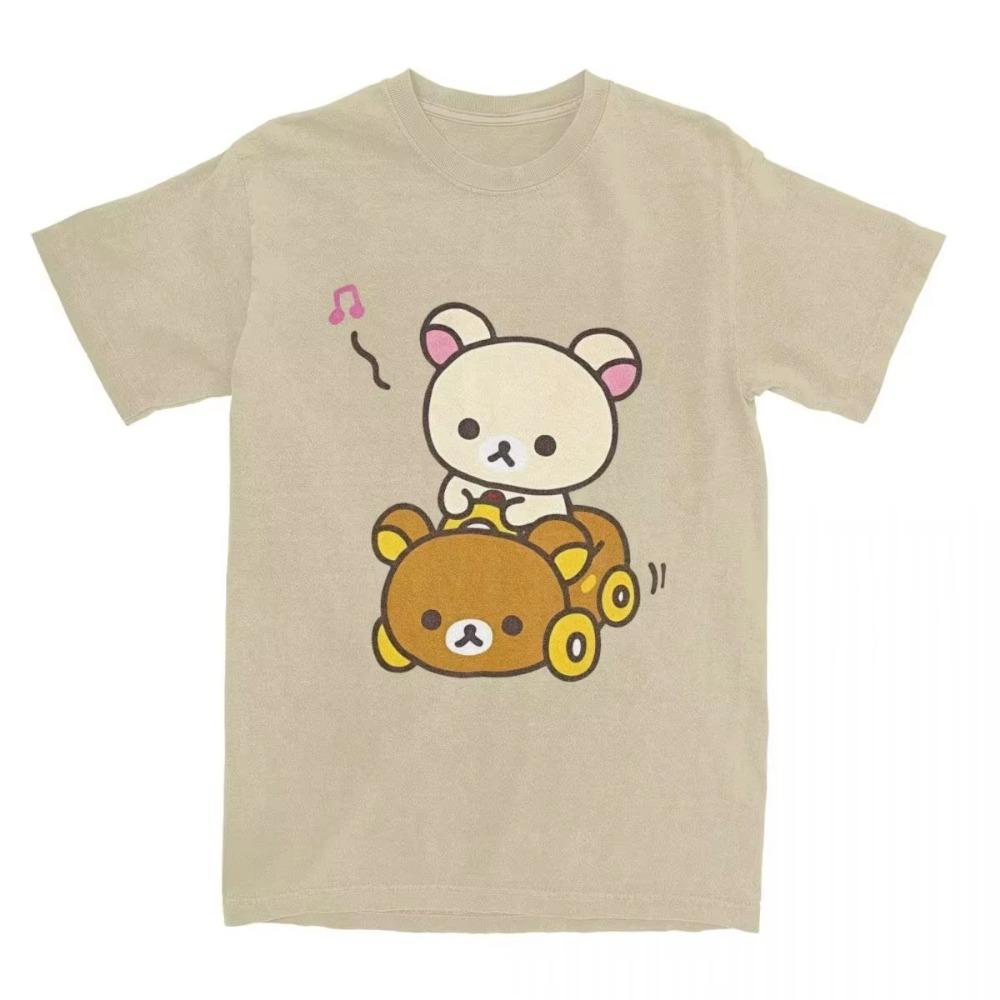 Car Drive Rilakkuma T-Shirt for Men Women Hipster Cotton Tee Shirt O Neck Short Sleeve T Shirt Plus Size Clothing