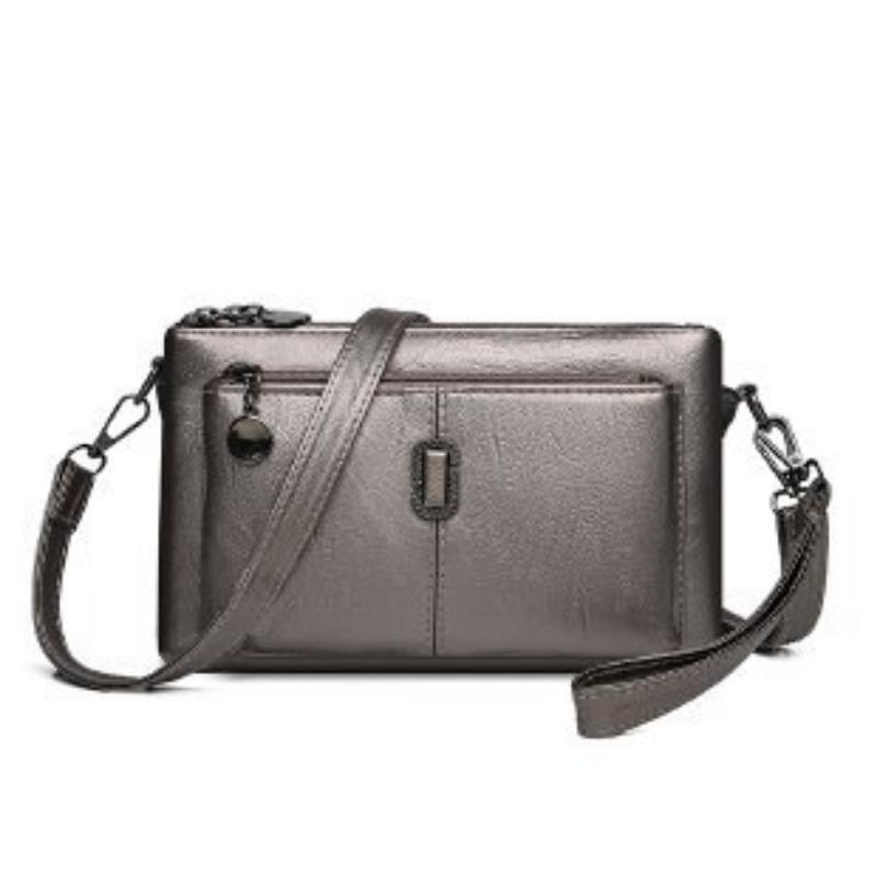New crossbody soft leather multi-layer large-capacity shoulder small square bag