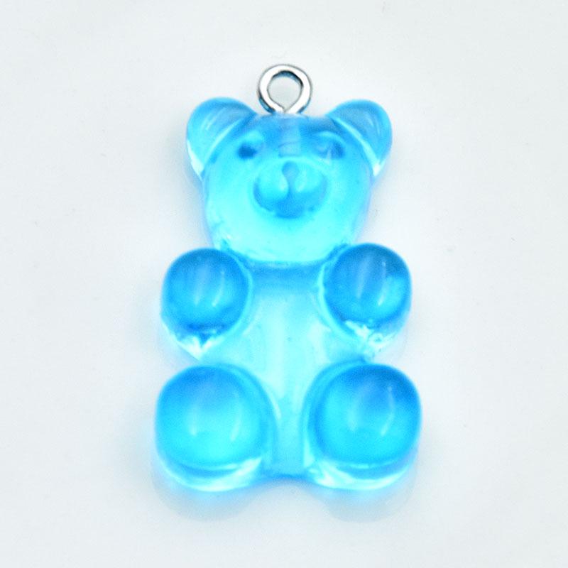 Large Resin Cartoon Bear Keychain with Transparent Sequin Pendant