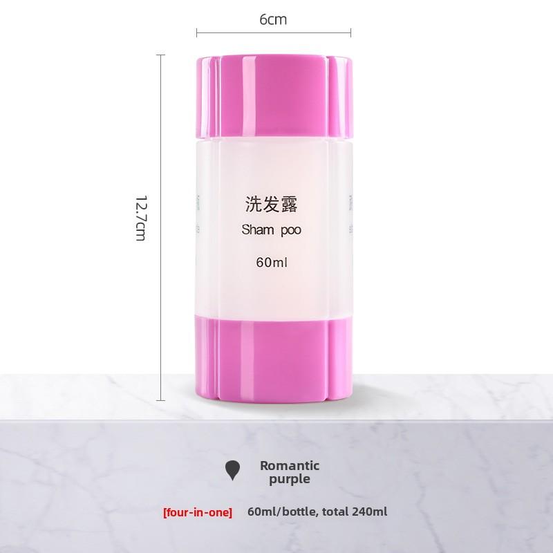 Travel Dispenser Bottle Cosmetics 4-in-1 Travel Portable Set Shampoo Shower Gel Makeup Storage Bottle