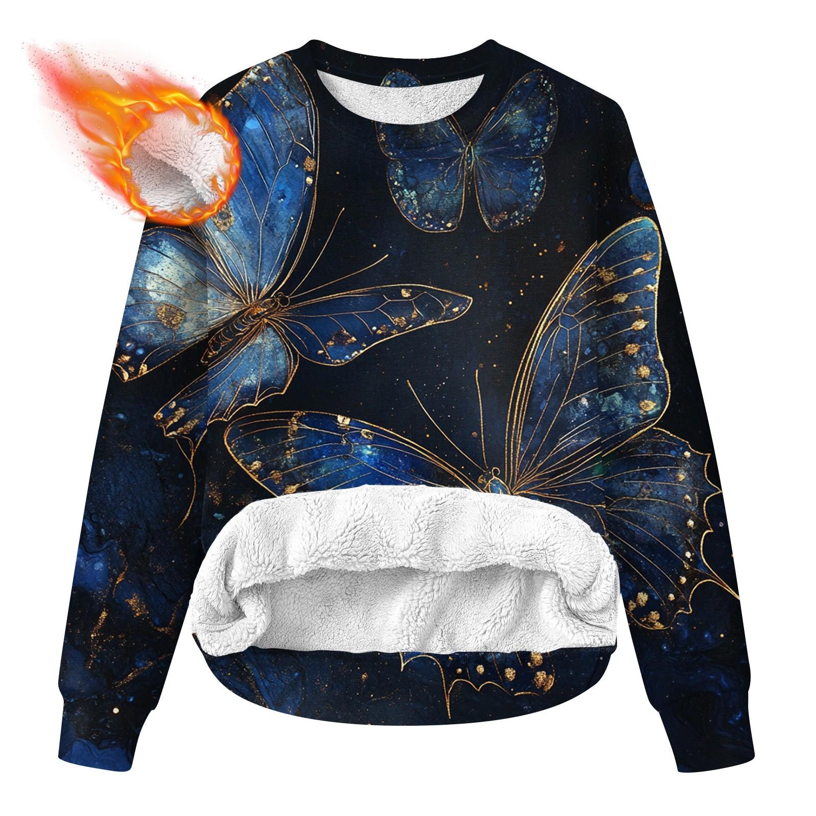 

Женская повседневная модная толстовка с круглым вырезом и принтом из бархата L синий