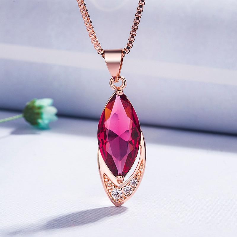 925 Sterling Silver Necklaces for Women with Creative Ruby Gemstone Silver Female Fine  Jewelry Wedding Gift
