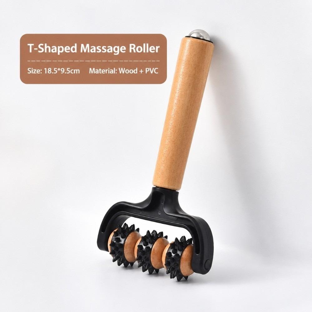 Wood Handle Roller Massage Stick Spiky Roller Body Massage Tool Massage Roller Muscle Relaxation