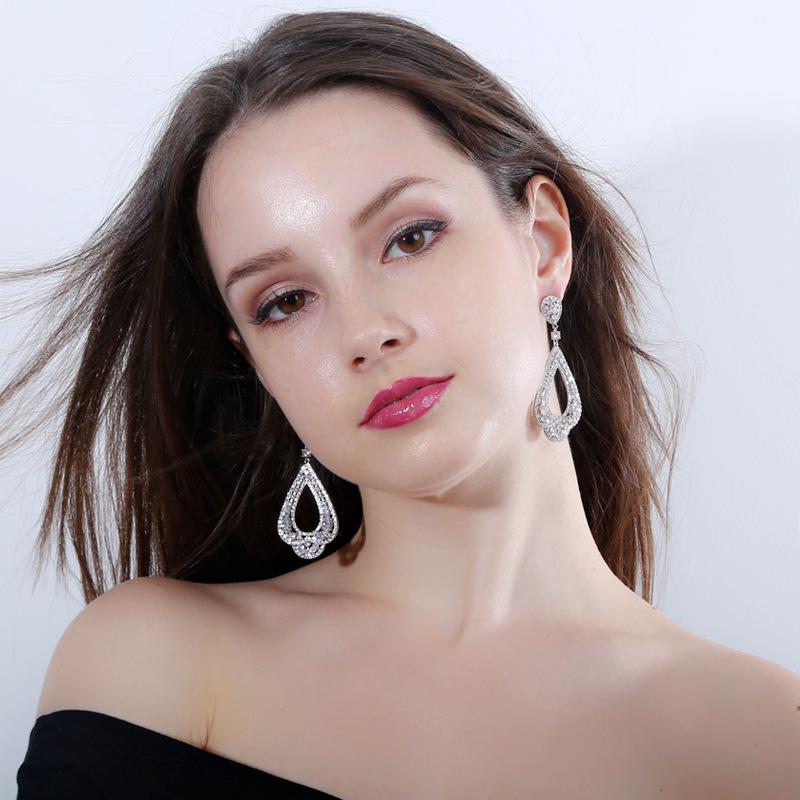 E0253 Exaggerated Women'S Ear Jewelry Full Of Zircon Earrings, Needle Multi-Color Optional