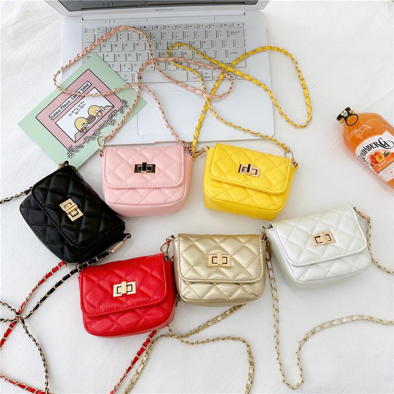 Chic Korean Style Girls Crossbody Bag Fashionable Quilted Chain Shoulder Bag For Toddlers