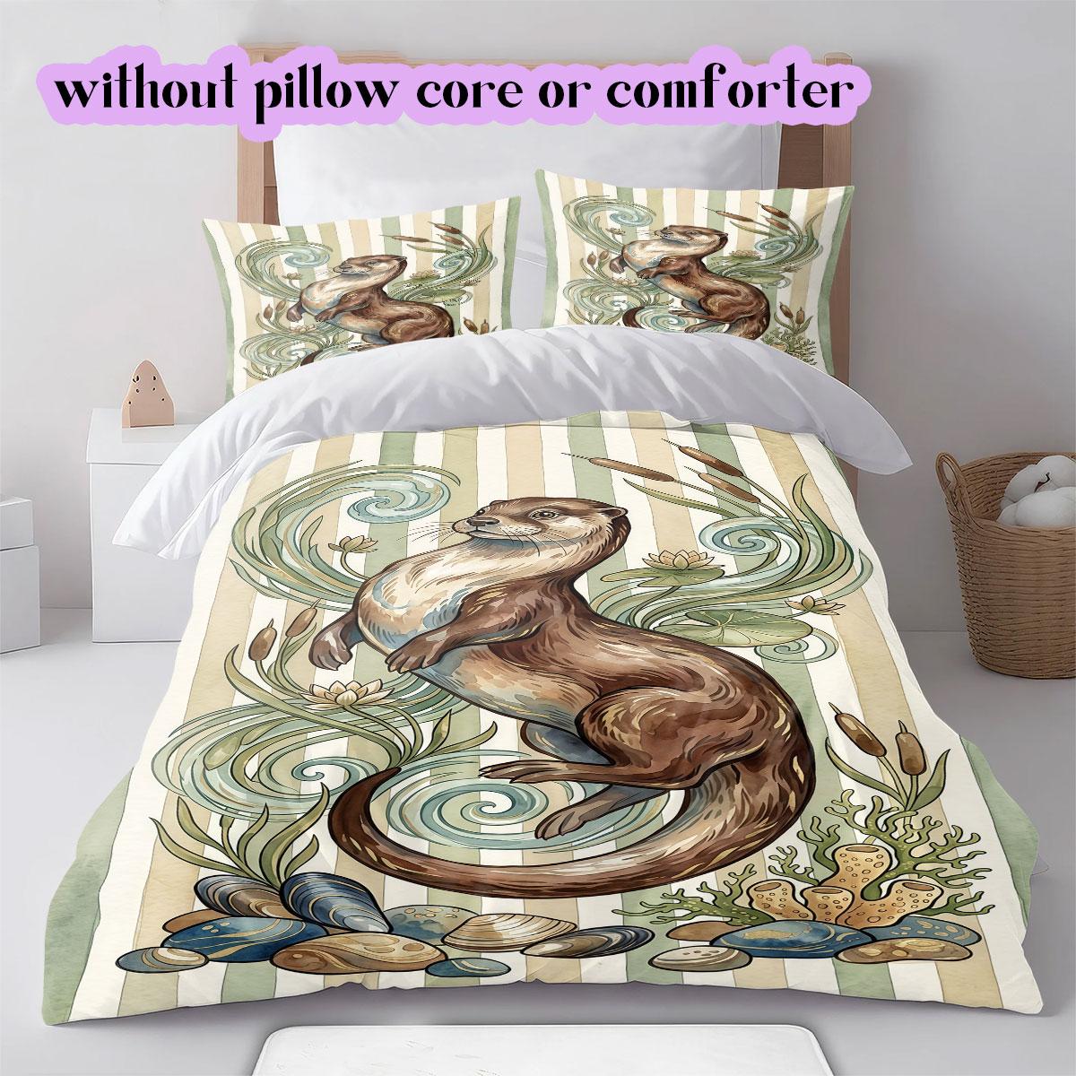 

Watercolor animal stripes Pattern Bedding,Quilt Set Quilt Cover Pillowcase Home Birthday Gift (1*duvet cover+2*pillowcase,without core) 135x200cm