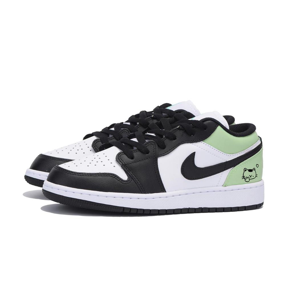 Jordan Air Jordan 1 Abrasion Resistant Low Top Vintage Basketball Shoes Men's Black Green 553558-131(Team85-)