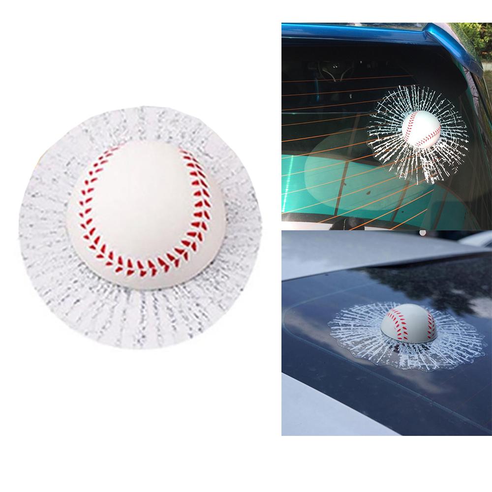 Simulation Baseball Ball Hit Crack Decal Sticker Universal Car Body Windshield