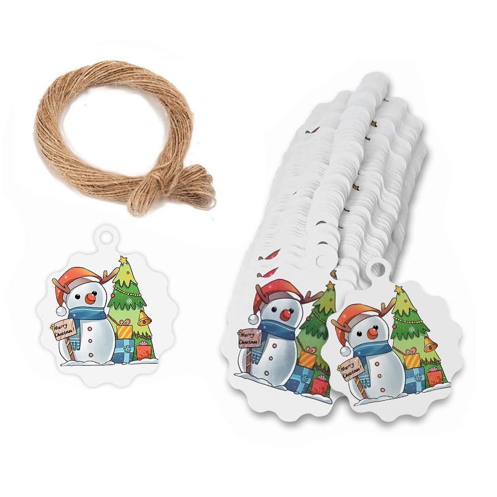 Supplies Merry Christmas Tags Wrapping Hanging Labels Xmas Tree Snowflake Santa Claus Snowman