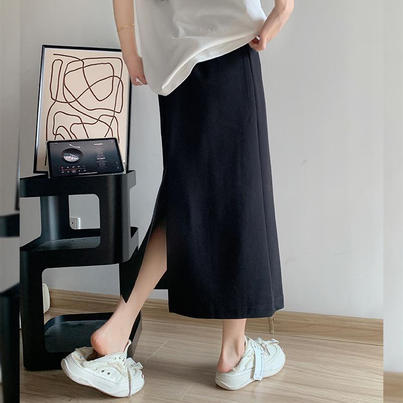 High-Waist Slimming A-Line Skirt: Spring/Summer 2025 Women's Suit with Slit, Mid-Length