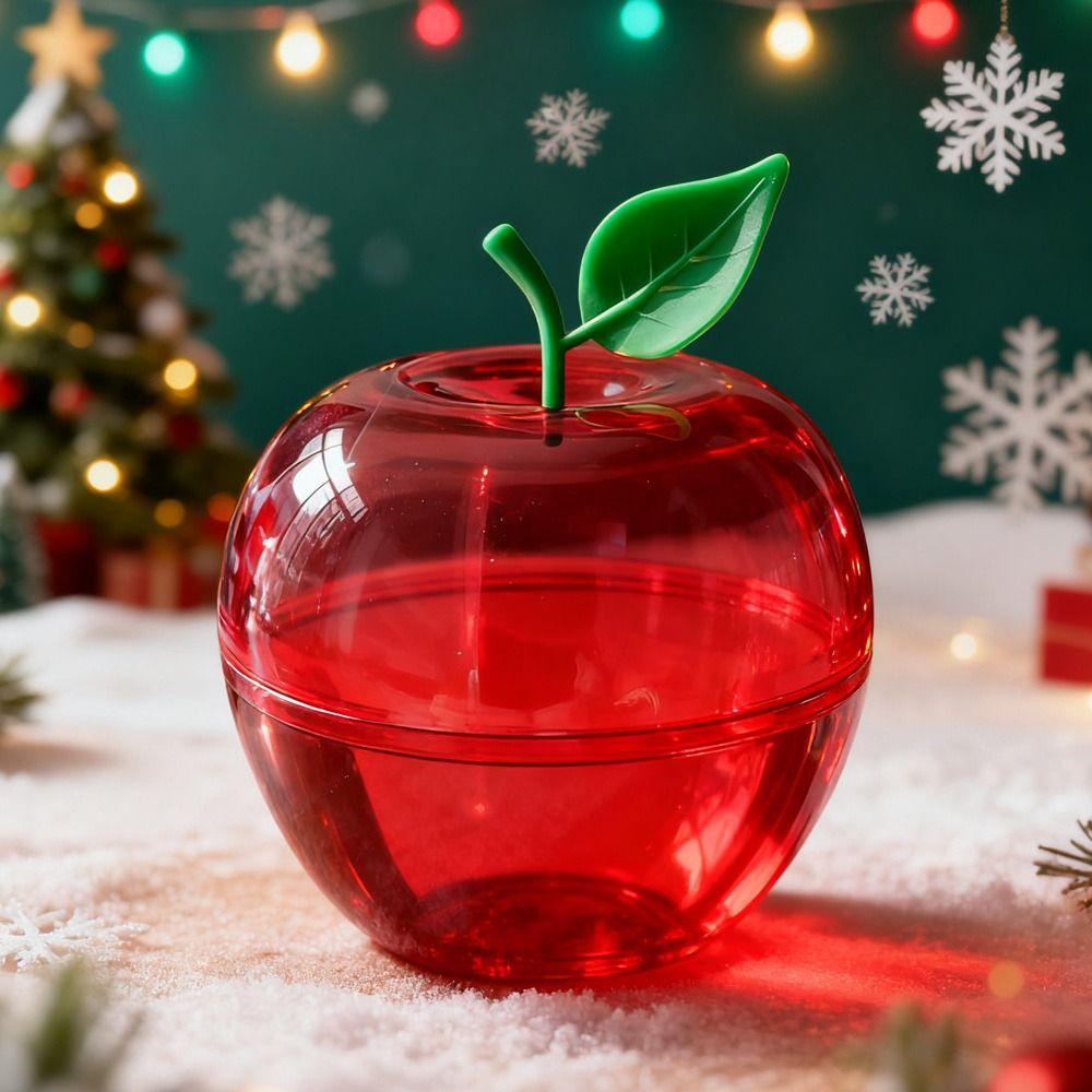 5pcs Transparent Plastic Christmas Decorations Balls Apple Shaped Display Holder Clear Bauble Ornament Openable Design