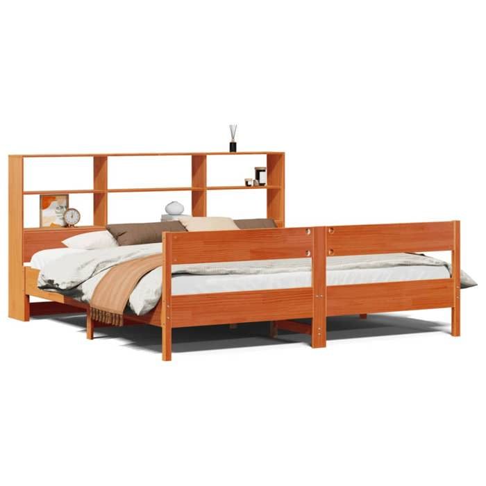 VidaXL Lit bibliothèque sans matelas cire marron 180x200 cm pin massif 3322980